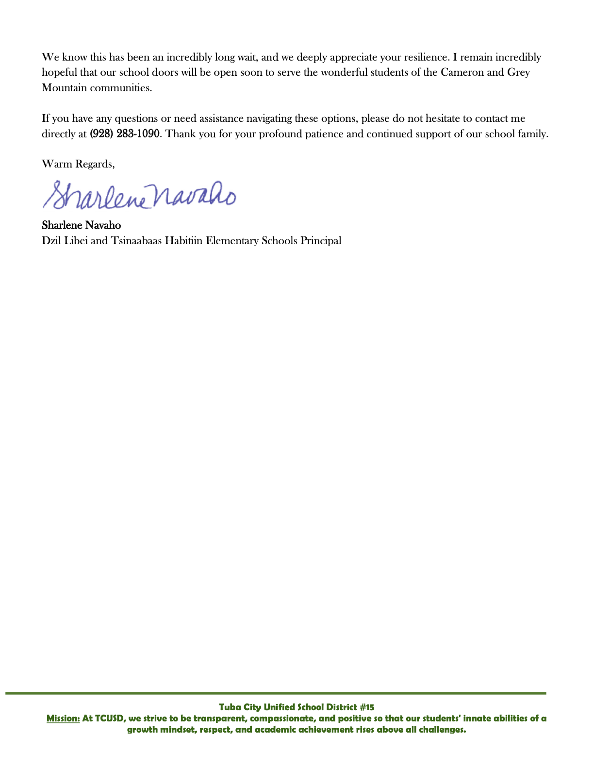 July 9, 2026 Letter From the THES/DLES Principal Page 2 of 2